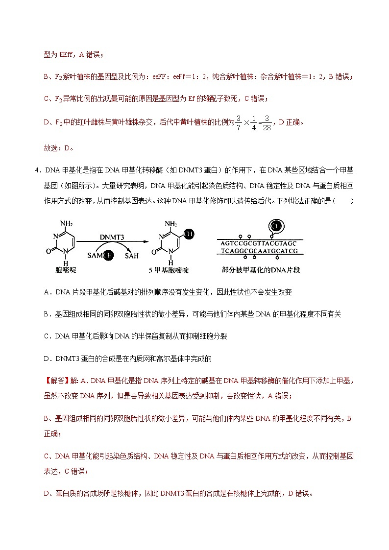 高中生物黄金卷05-【赢在高考•黄金20卷】备战2021高考生物全真模拟卷（新课标）（有答案）第3页