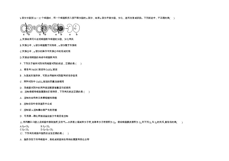 河北省魏县第五中学2022-2023学年度高一上学期期中生物试卷（含答案）第3页
