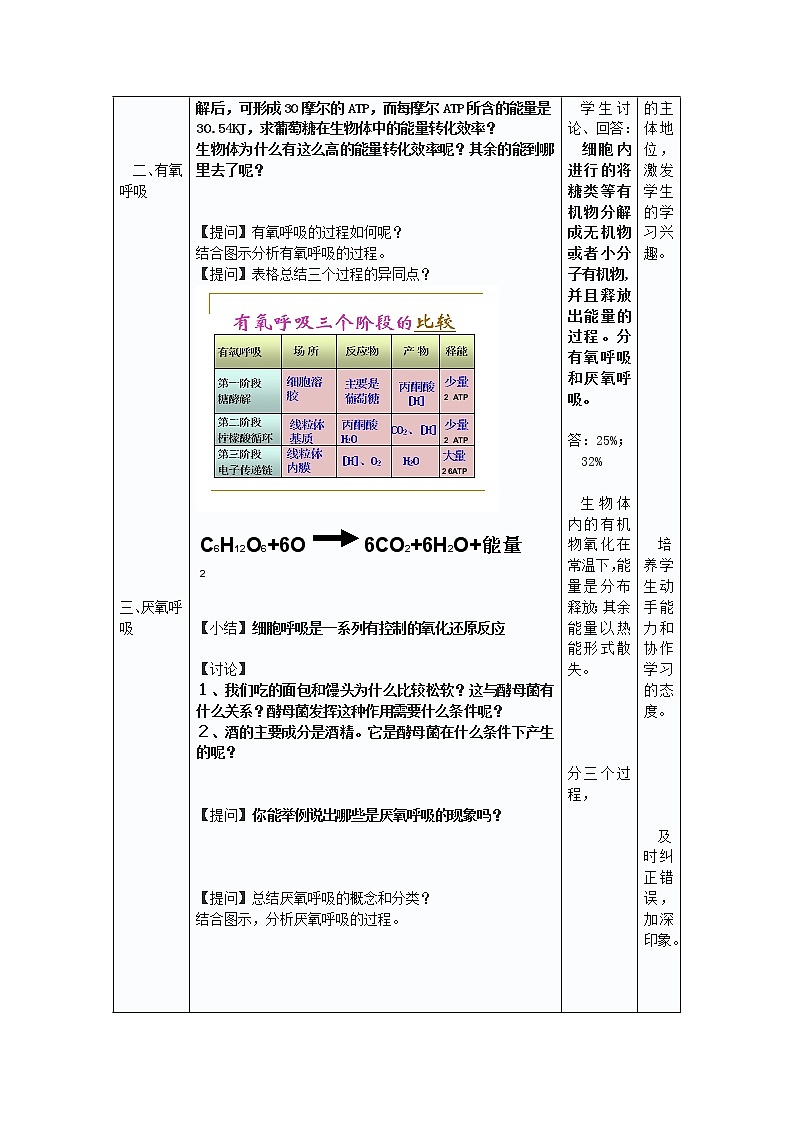 高中生物人教版（新课程）必修1《分子与细胞》5.3ATP的主要来源──细胞呼吸教学设计第2页