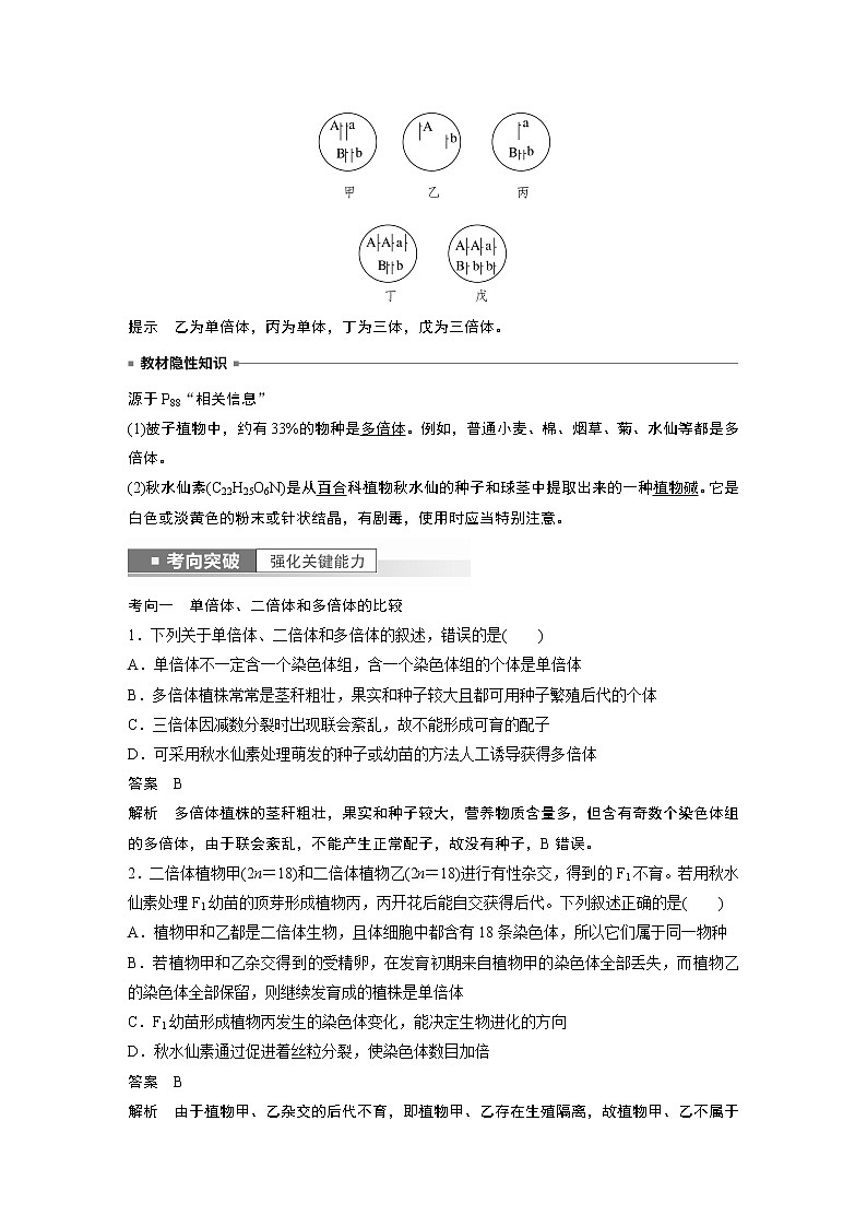 高中生物2023年高考生物一轮复习（新人教新高考） 第7单元 第2课时　染色体变异 试卷03