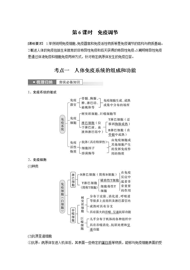 高中生物2023年高考生物一轮复习（新人教新高考） 第8单元 第6课时　免疫调节第1页