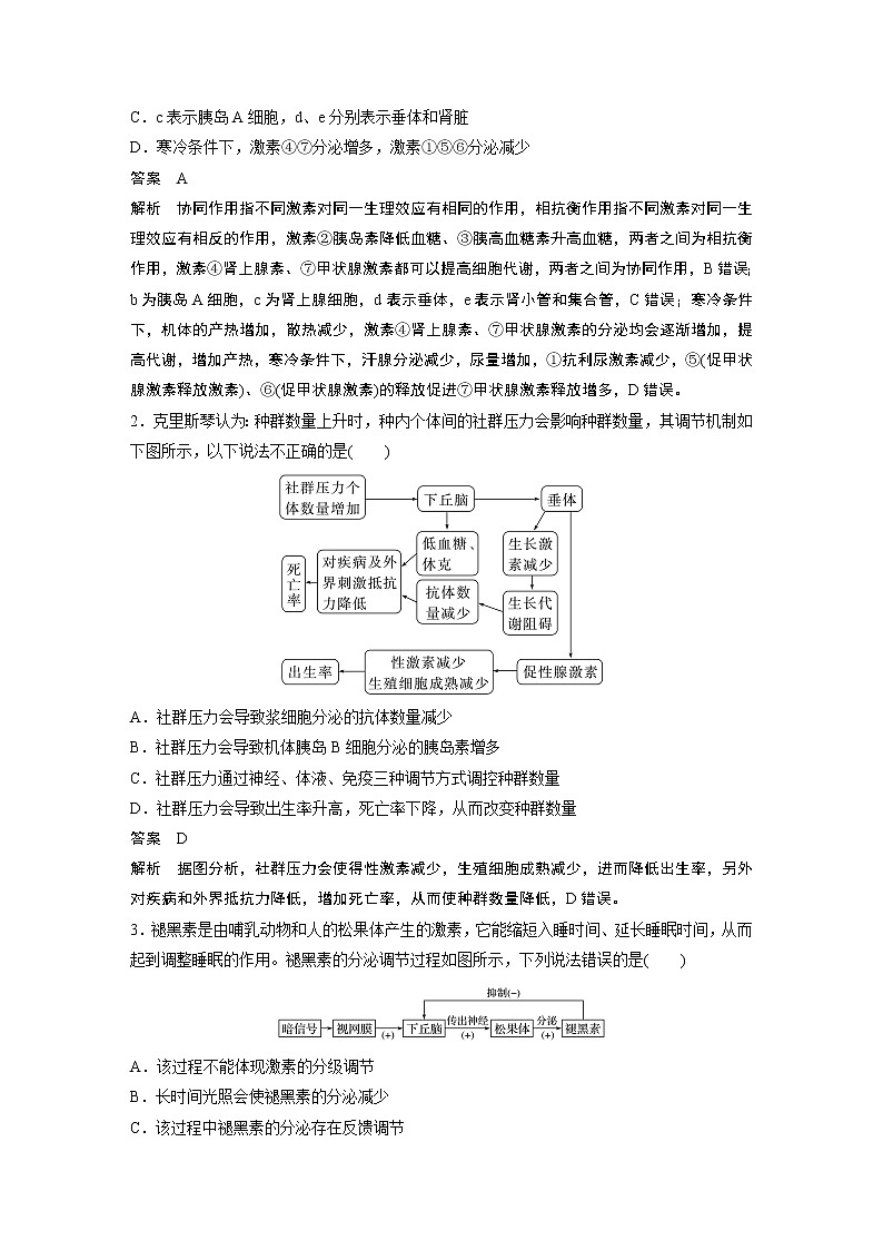高中生物2023年高考生物一轮复习（新人教新高考） 第8单元 微专题八　动物生命活动调节模型的构建和分析02