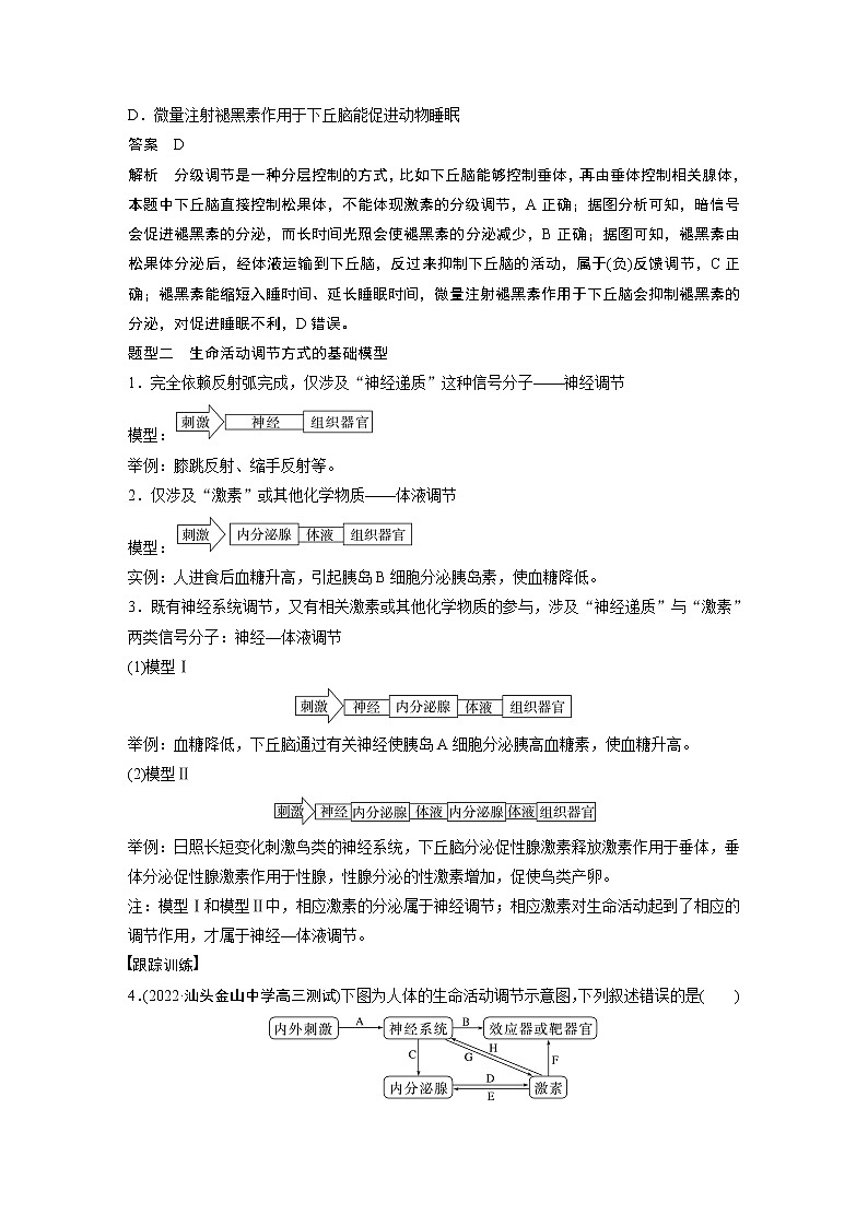 高中生物2023年高考生物一轮复习（新人教新高考） 第8单元 微专题八　动物生命活动调节模型的构建和分析03