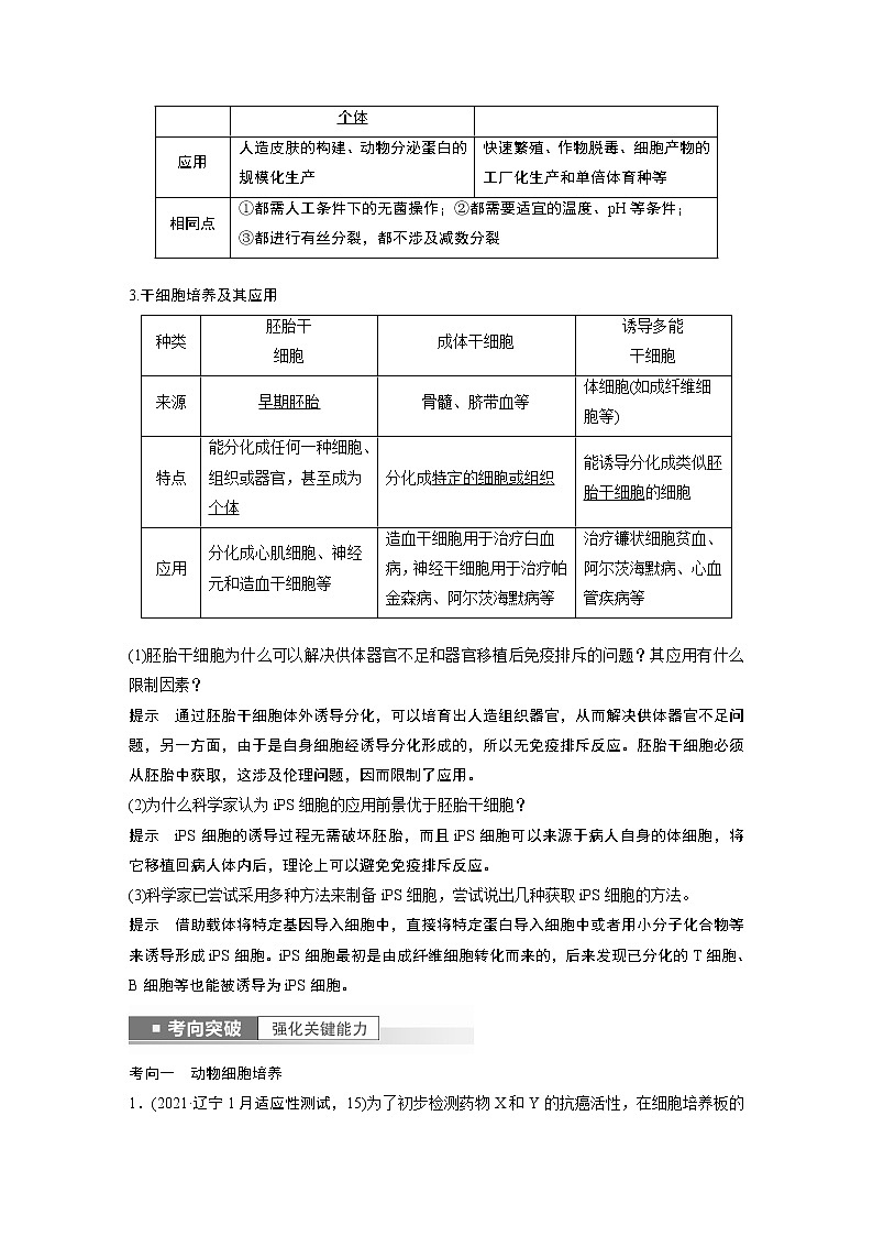 高中生物2023年高考生物一轮复习（新人教新高考） 第10单元 第4课时　动物细胞工程第3页