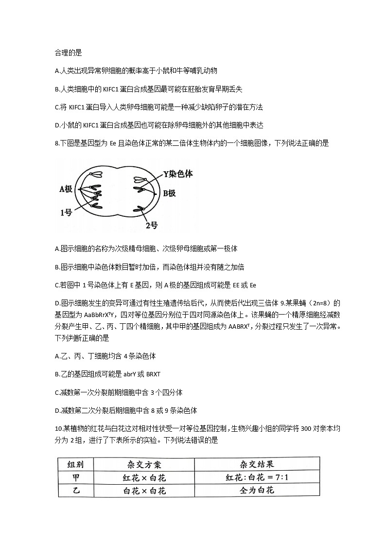2023泰安高三上学期11月期中考试生物试题含答案03