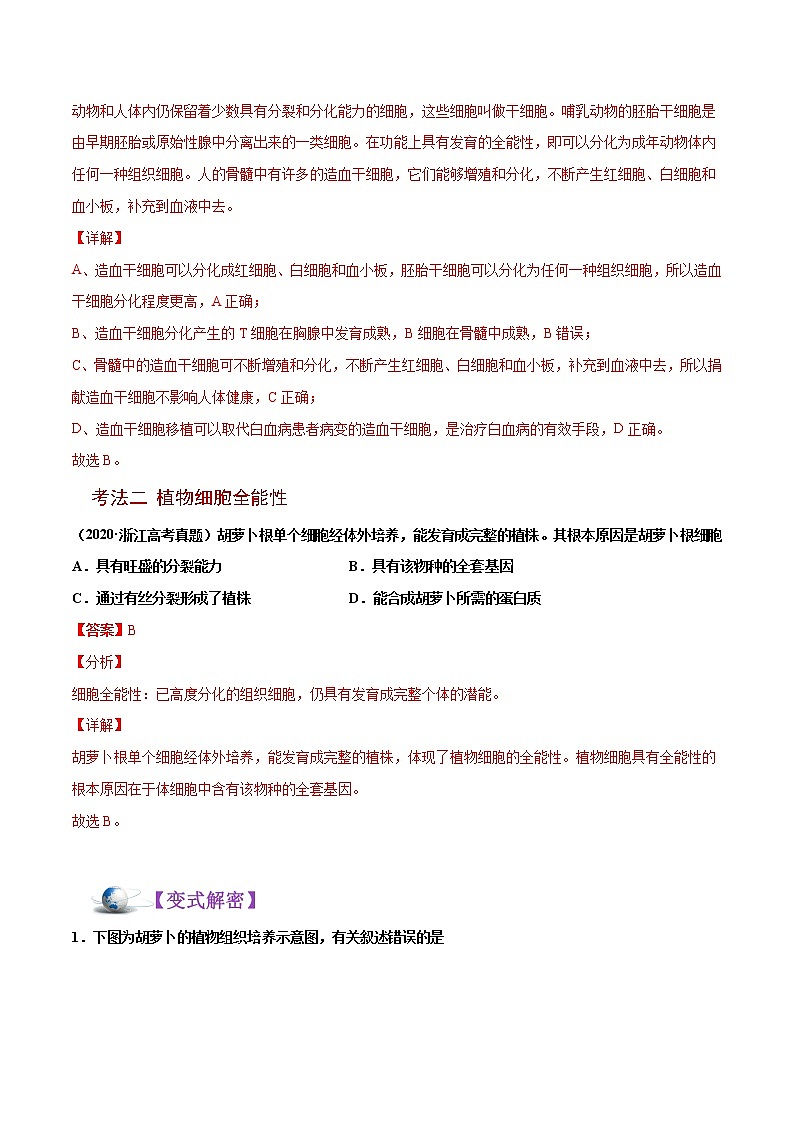 高中生物解密09 细胞的分化、衰老、凋亡及癌变（讲义）-【高频考点解密】2021年高考生物二轮复习讲义+分层训练第3页