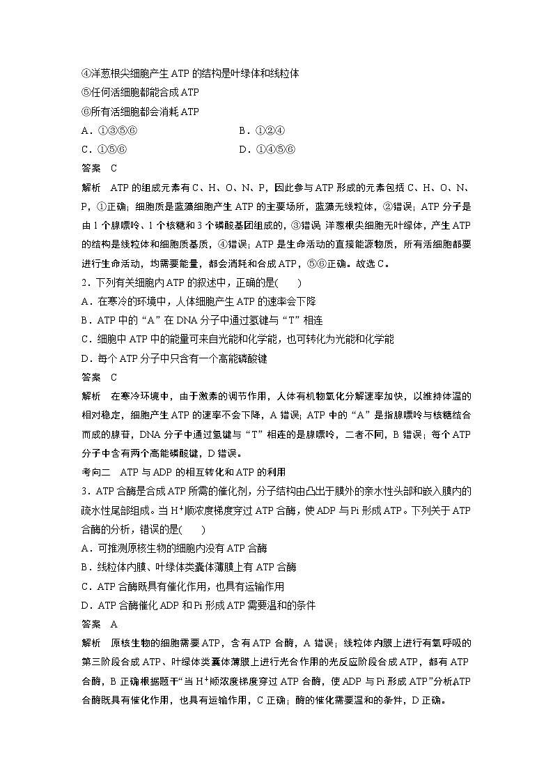 高中生物2022年高考生物一轮复习 第3单元 第8讲　ATP和细胞呼吸第3页