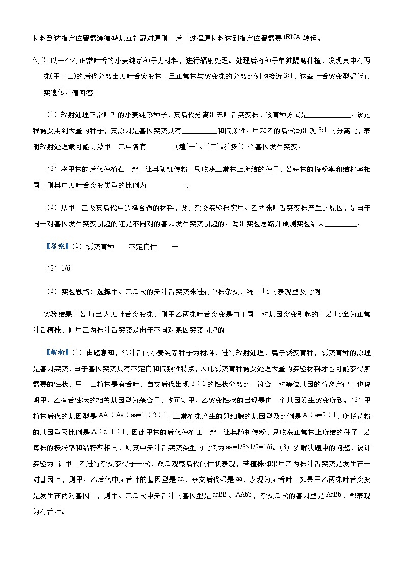 高中生物 （新高考）2021届高三大题优练5 遗传的细胞基础与分子基础、生物变异与育种 教师版第2页