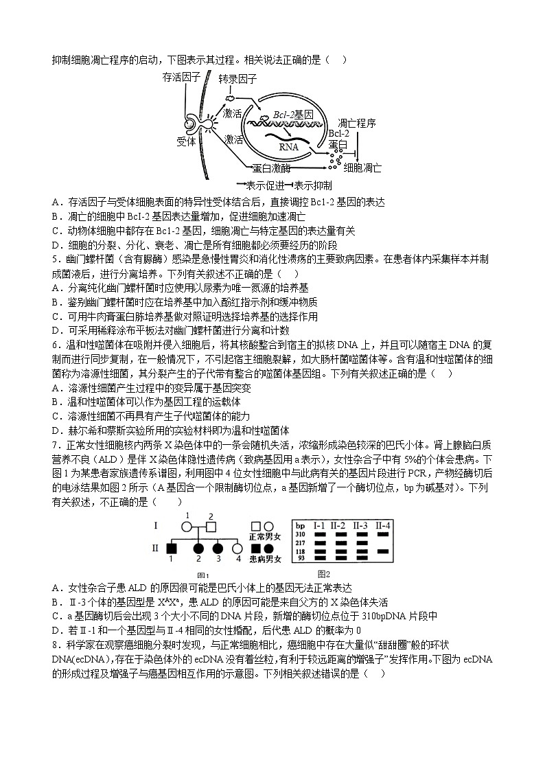 2023扬州中学高三上学期11月双周练月考生物试题答案第2页