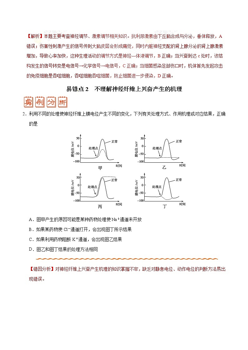 高中生物专题09 动物生命活动的调节-备战2019年高考生物之纠错笔记系列（有答案）第3页