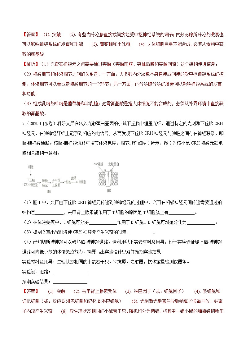 高中生物专题15 生命活动的调节与免疫综合-十年（2011-2020）高考真题生物分项详解（有答案）03