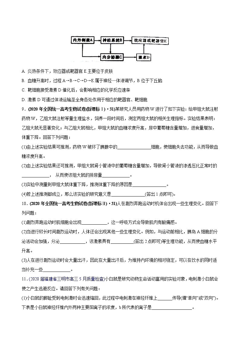 高中生物专题15 体液调节-2020年高考真题和模拟题生物分项汇编（学生版）第3页