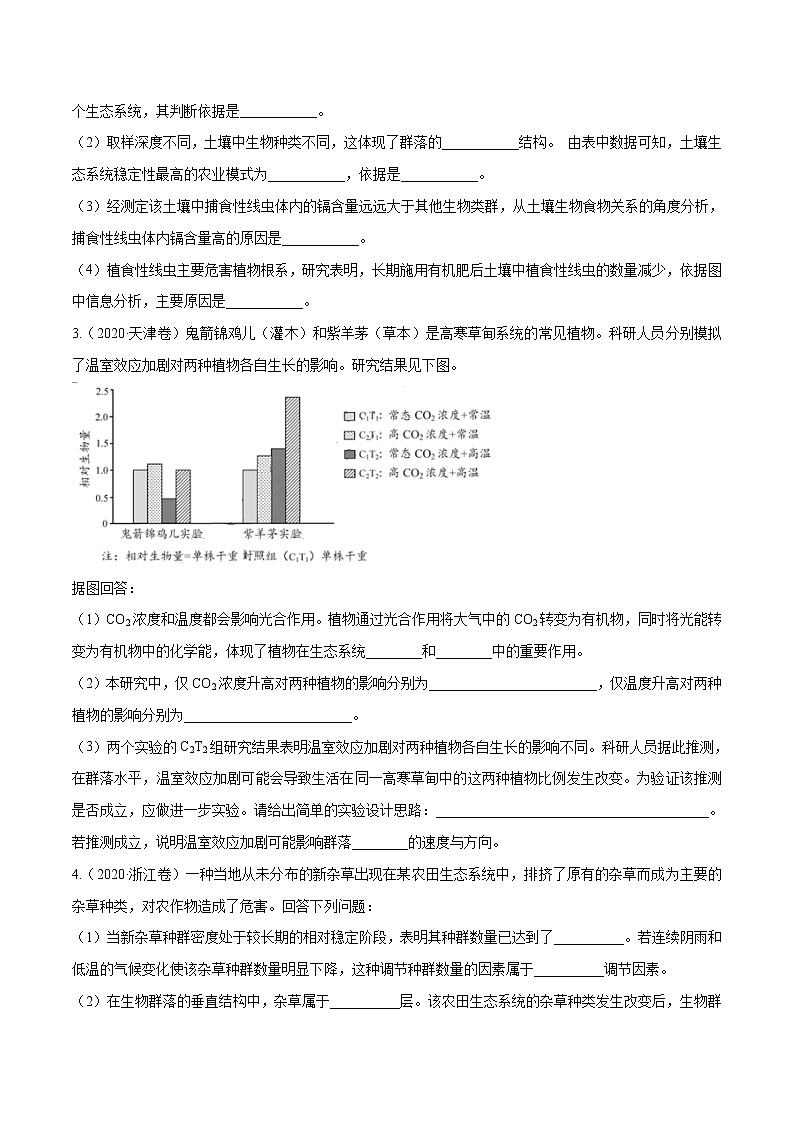 高中生物专题16 生物与环境综合-十年（2011-2020）高考真题生物分项详解（无答案）02