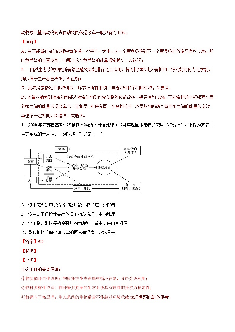 高中生物专题18 生态系统及其保护-2020年高考真题和模拟题生物分项汇编（教师版含解析）第3页
