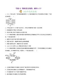 高中生物专题02 物质进出细胞、酶和ATP-2021年高考真题和模拟题生物分项汇编（无答案）