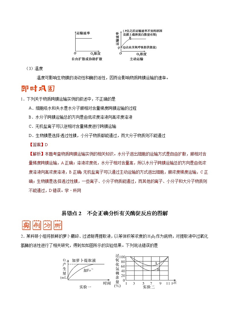 高中生物专题02 细胞的代谢-备战2019年高考生物之纠错笔记系列（无答案）第3页