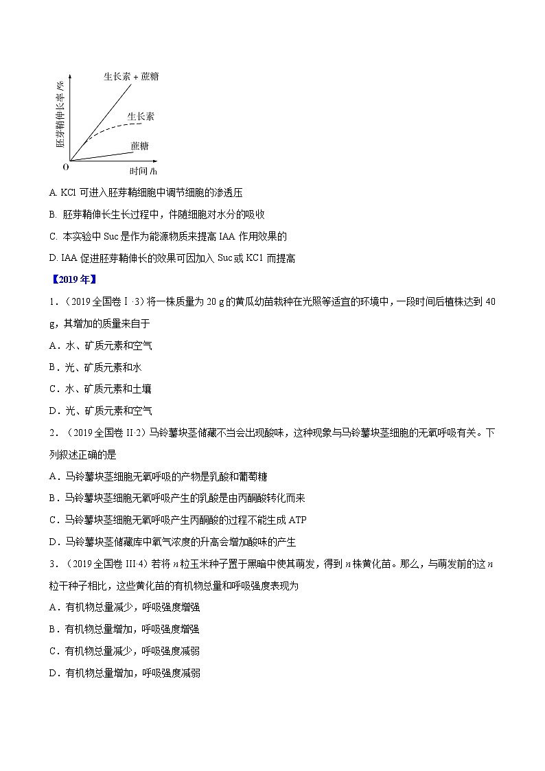 高中生物专题02 细胞的能量与代谢-十年（2011-2020）高考真题生物分项详解（无答案）03