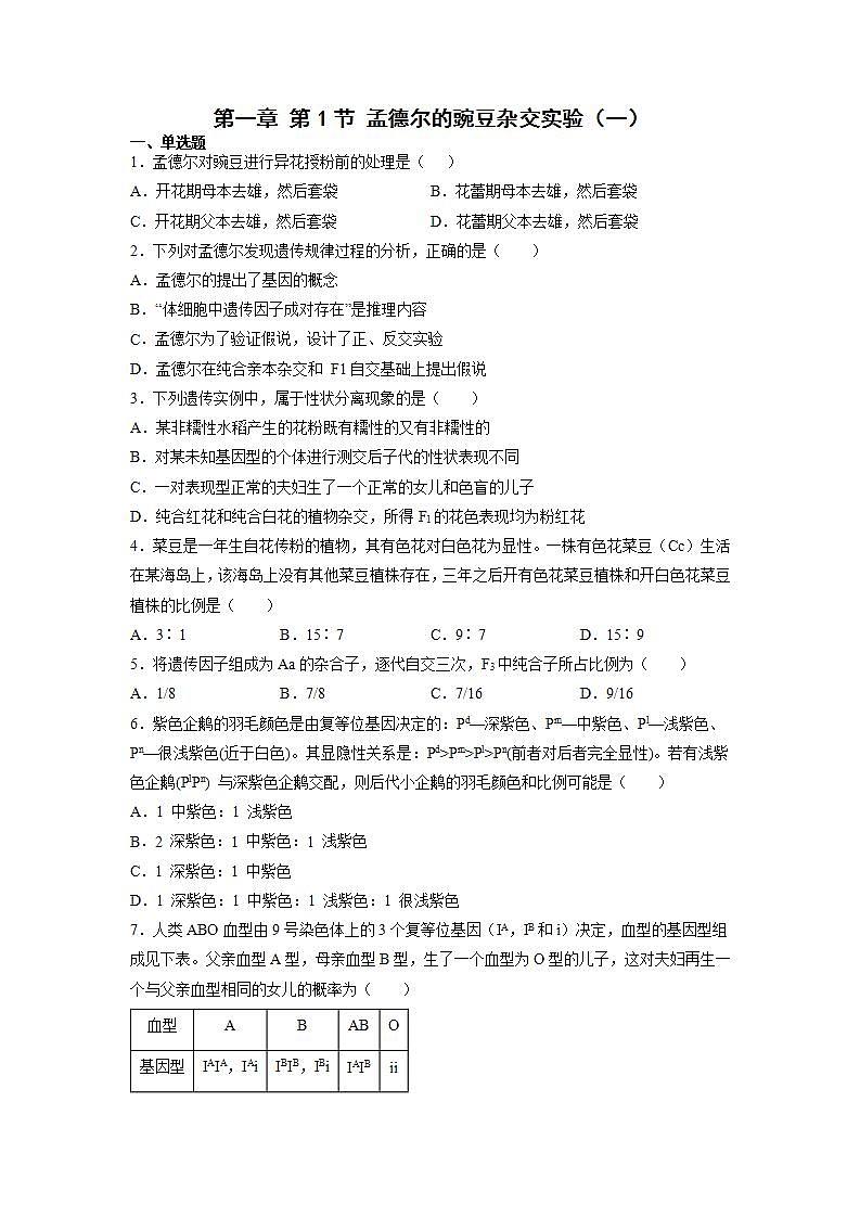 1.1 孟德尔的豌豆杂交实验（一）-高中生物 课件+练习（人教版2019 必修2）01