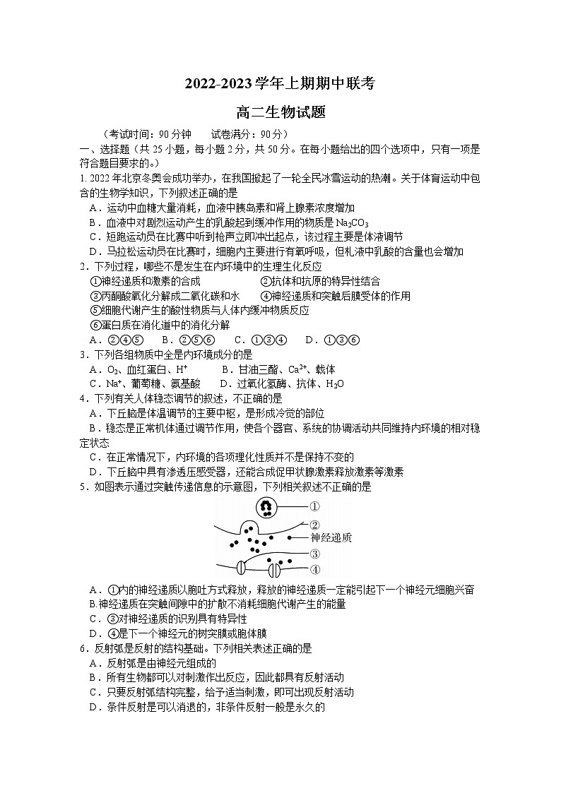 河南省商丘名校联盟2022-2023学年高二生物上学期期中联考试题（Word版附解析）01