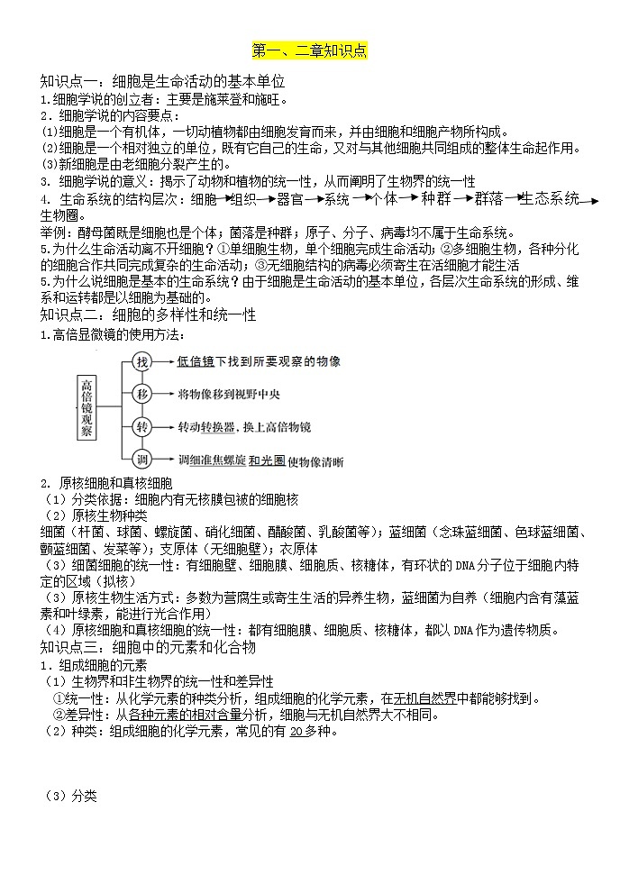 必修一超全知识点总结-2023年高中生物学业水平考试必备考点归纳与测试第1页