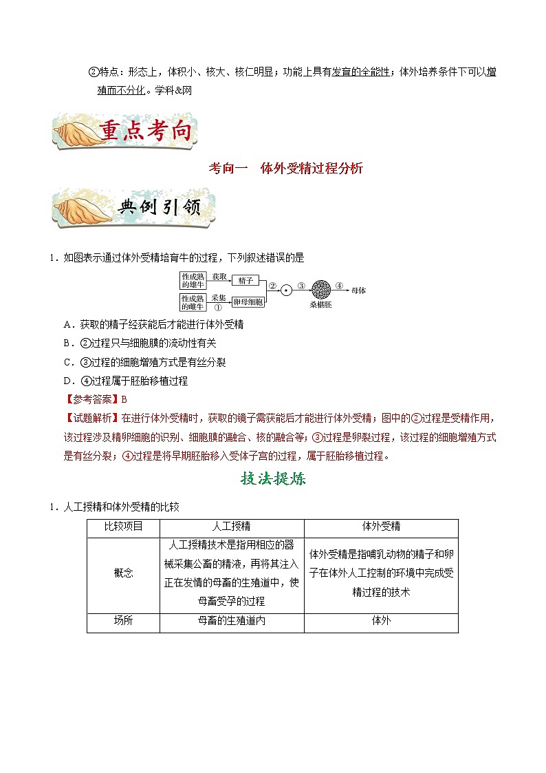高中生物考点86 胚胎工程（二）-备战2022年高考生物考点一遍过第2页