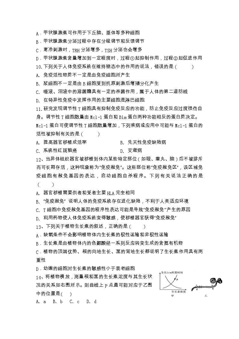 山东省临沂第十九中学2022-2023学年高二上学期期中考试生物试题03