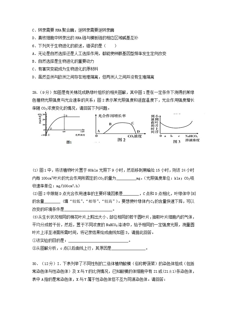 高中生物贵州省遵义航天高级中学2019届高三生物第十一模（最后一卷）试题02