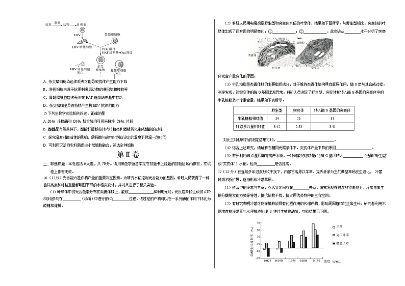 高中生物2020年高考押题预测卷01（北京卷）-生物（考试版）03