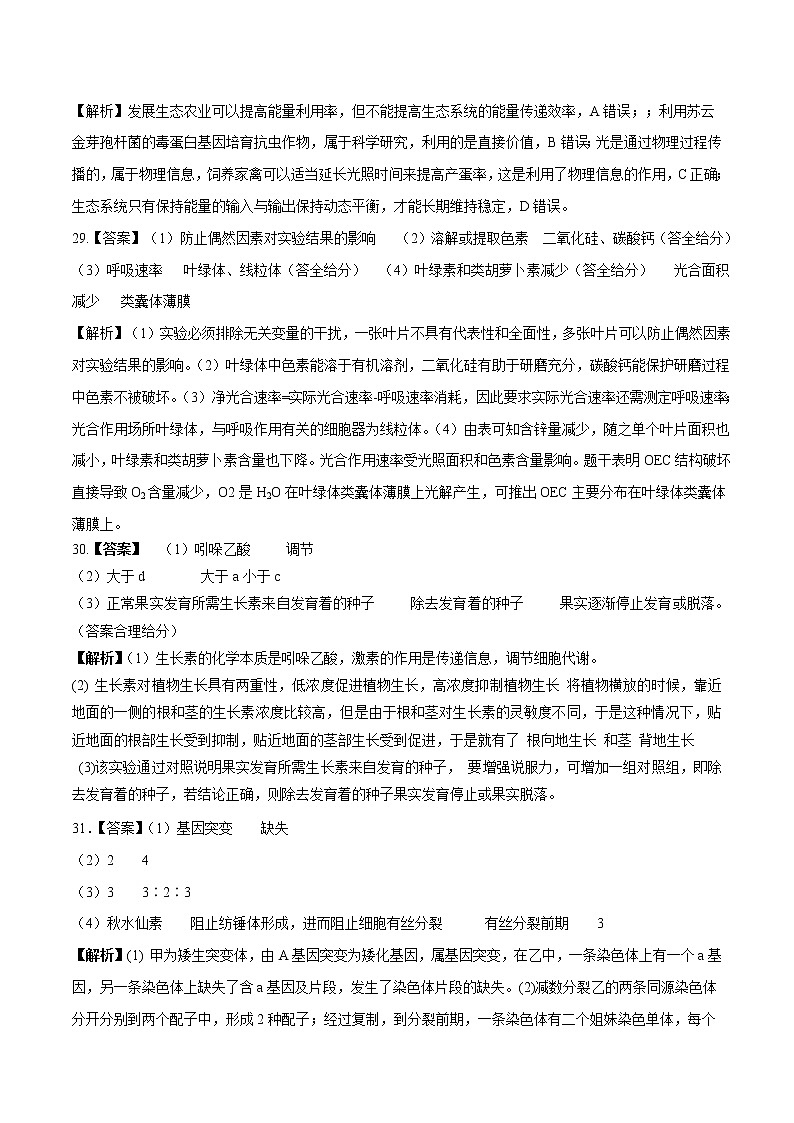 高中生物2020年高考押题预测卷02（课标Ⅱ卷）-生物（全解全析）第2页