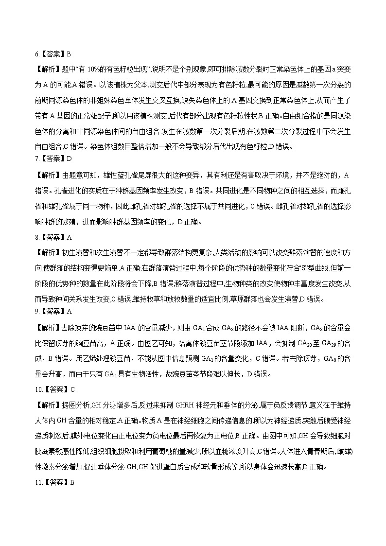 高中生物2020年高考押题预测卷02（山东卷）-生物（全解全析）02
