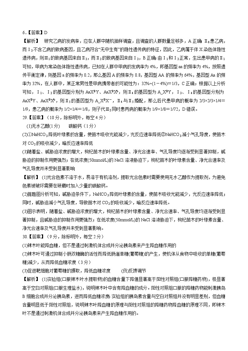 高中生物2020年高考押题预测卷03（课标III卷）-生物（全解全析）02