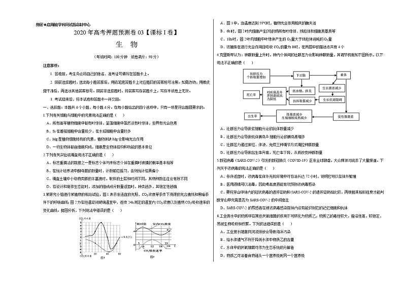 高中生物2020年高考押题预测卷03（课标I卷）-生物（考试版）01