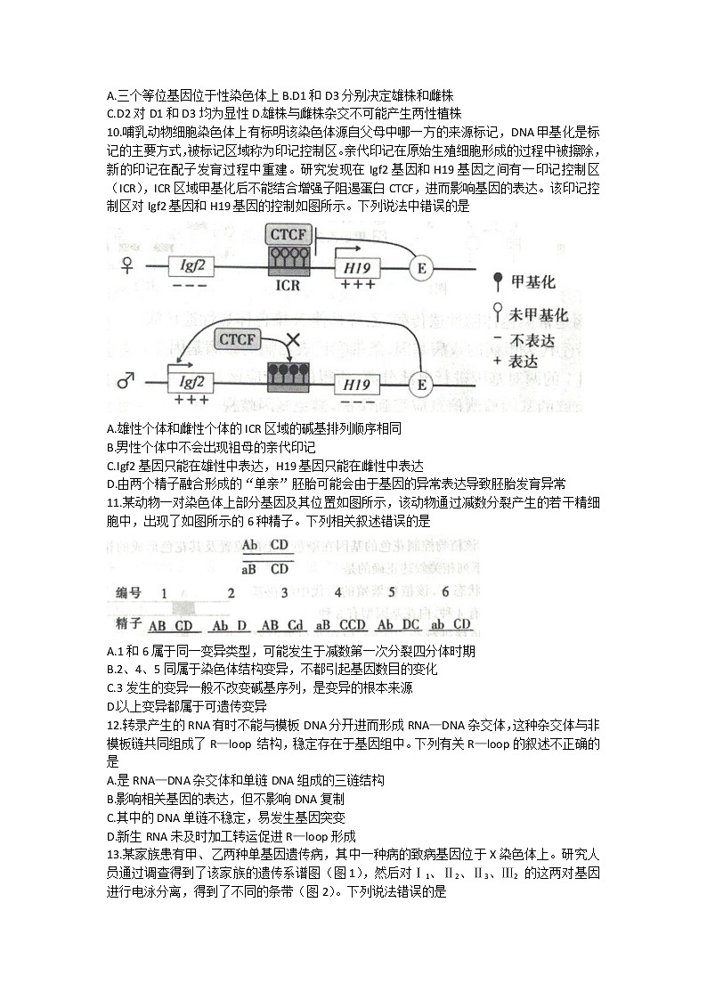 生物试卷山东省济宁市2022-2023学年高三上学期期中考试03