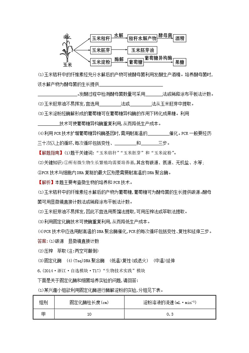 高中生物2020届高考生物一轮复习高考真题分类题库2014年知识点20生物技术实践含解析 21303
