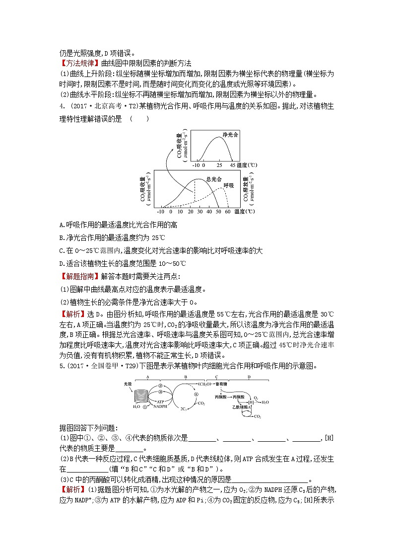 高中生物2020届高考生物一轮复习高考真题分类题库2017年知识点4细胞呼吸与光合作用含解析 27602