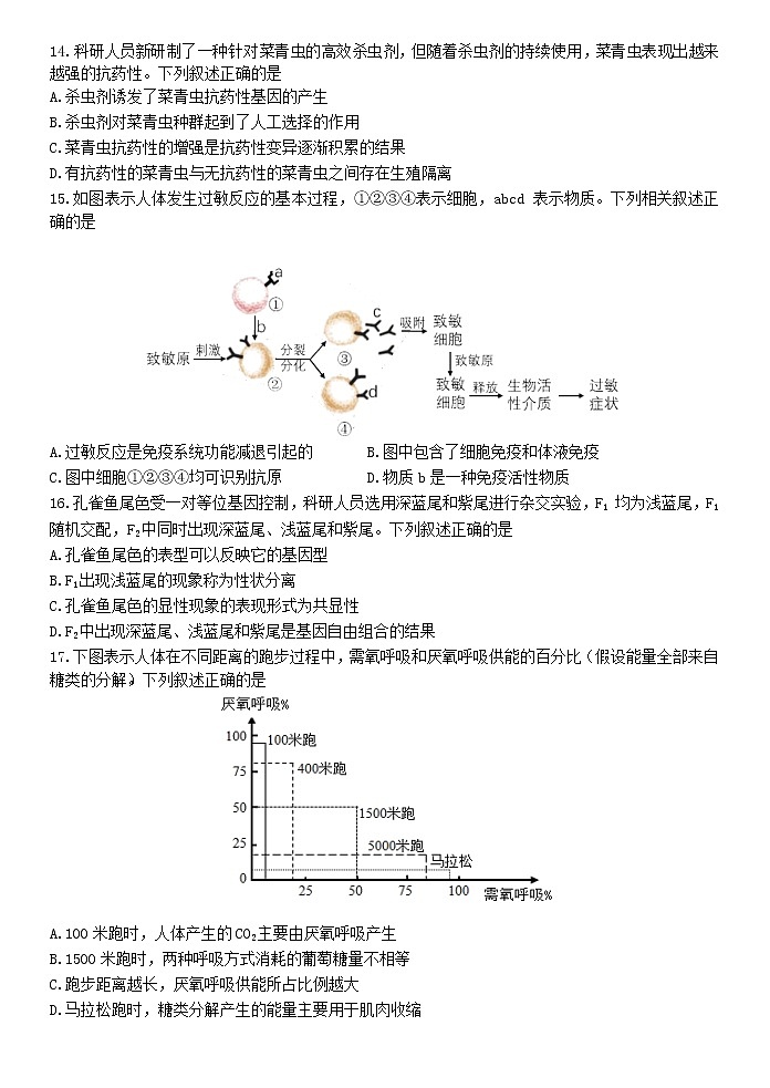 浙江省衢温“5+1”联盟2022-2023学年高二生物上学期期中联考试卷（Word版附答案）第3页