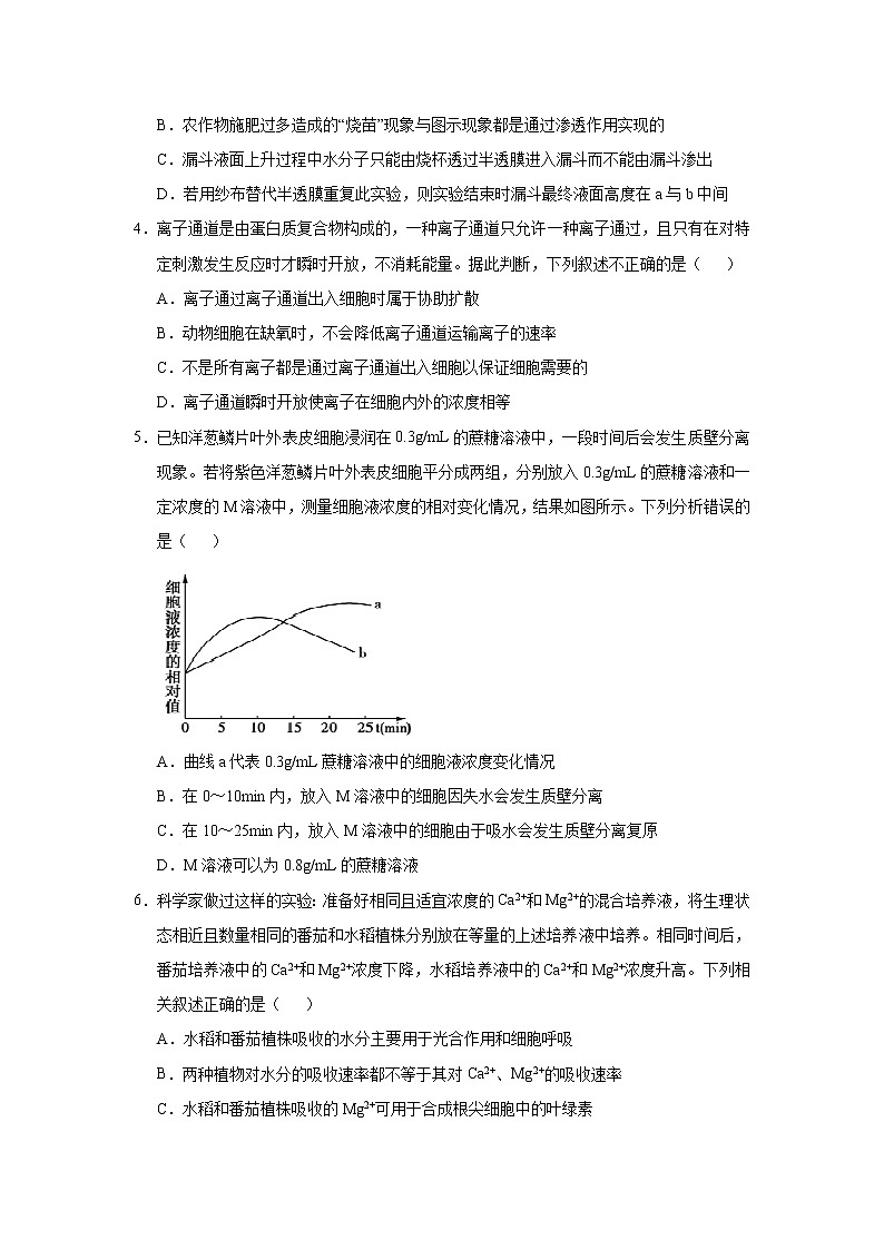 高中生物 （新高考）2021届小题必练3 细胞的物质输入和输出 学生版第3页