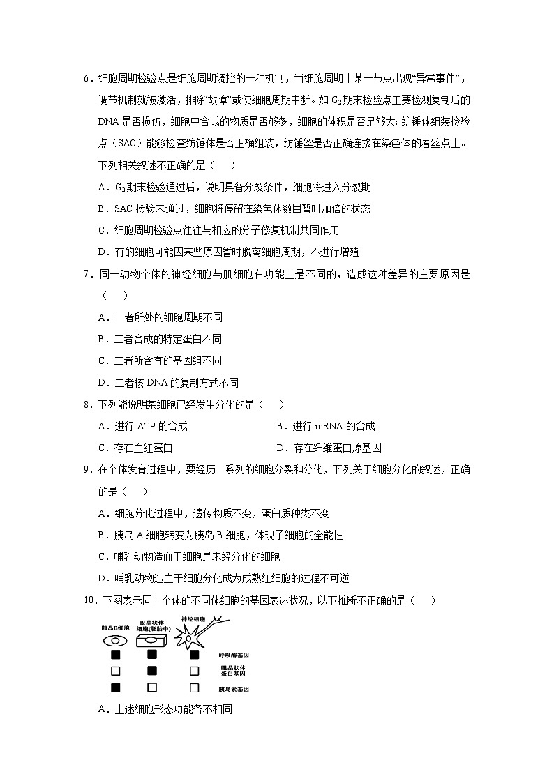 高中生物 （新高考）2021届小题必练7 细胞的生命历程 学生版第3页