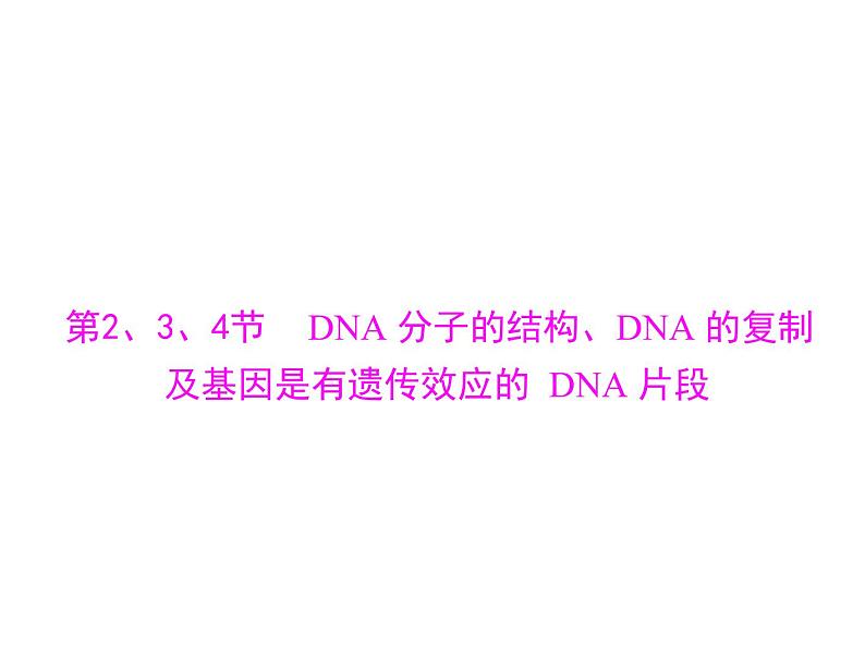 2022年《南方新课堂 高考总复习》生物 必修2 第3章 第2、3、4节 DNA分子的结构、DNA的复制及基因是有遗传效应的DNA片段课件第1页