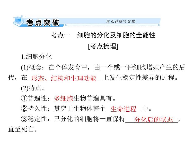 2022年《南方新课堂 高考总复习》生物 必修1 第6章 第2、3、4节 细胞的分化、衰老、凋亡和癌变课件第2页