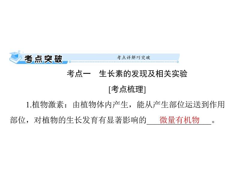 2022年《南方新课堂 高考总复习》生物必修3 第3章 第1、2、3节 植物生长素的发现、生长素的生理作用及其他植物激素课件05