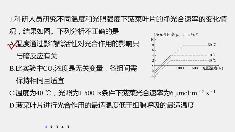 高中生物2022年高考生物一轮复习 第3单元 强化练6　光合作用和细胞呼吸的综合曲线课件PPT第2页