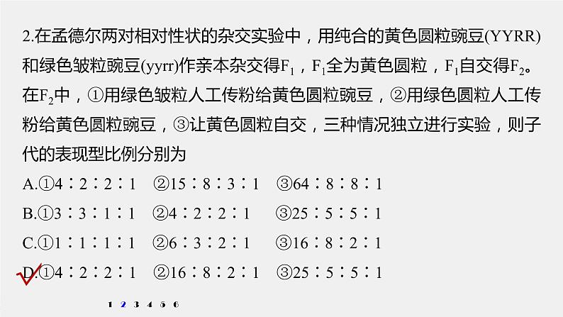 高中生物2022年高考生物一轮复习 第5单元 强化练8　自由组合中的自交、测交和自由交配问题课件PPT第5页