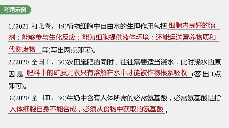 高中生物2023年高考生物一轮复习（新人教新高考） 第2单元 长句表达(一)　与细胞有关的概念、特点和作用的描述课件PPT第2页