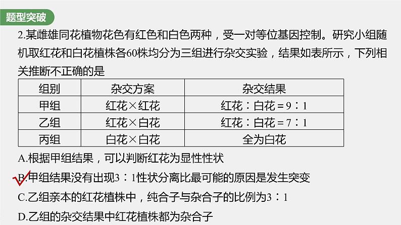 高中生物2023年高考生物一轮复习（新人教新高考） 第5单元 第2课时　基因分离定律重点题型突破课件PPT第8页