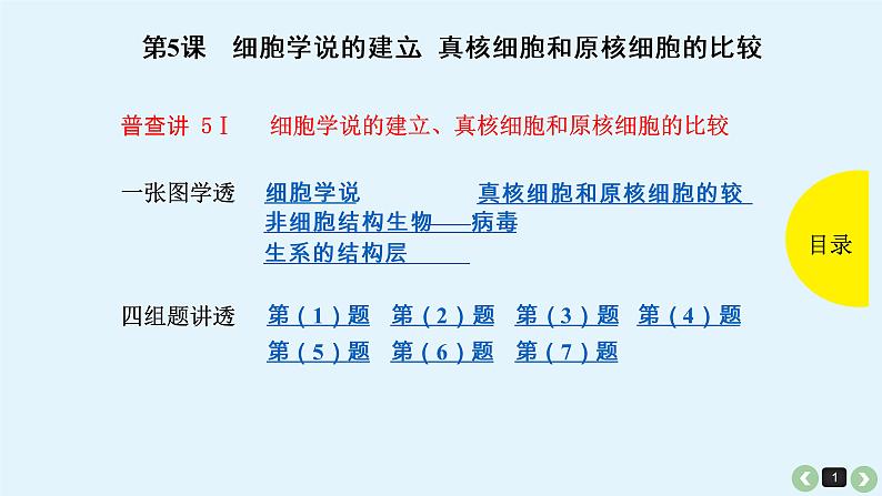 高中生物高考生物（全国版）一轮复习课件：第5课-细胞学说的建立、真核细胞和原核细胞的比较01