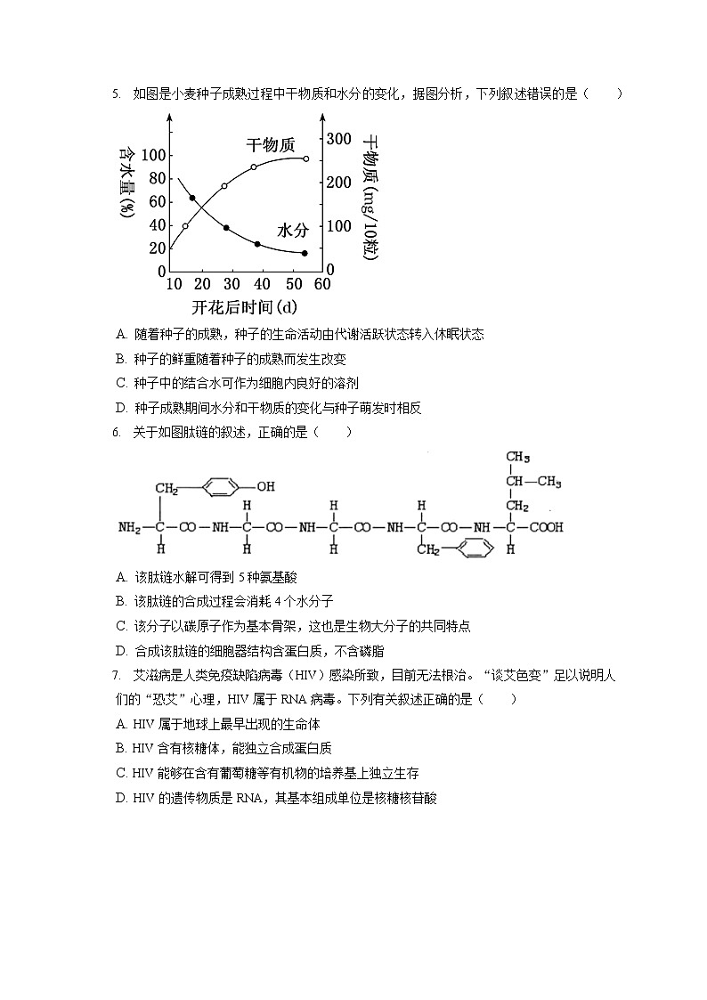 2021-2022学年安徽省滁州市定远县民族中学高一（上）期末生物试卷（含答案解析）第2页
