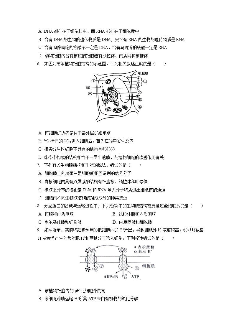2021-2022学年河北省保定市定州市高一（上）期末生物试卷（含答案解析）02