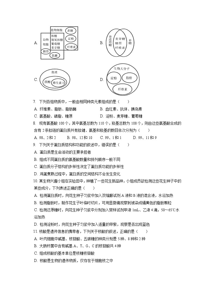 2021-2022学年河北省唐山市高一（上）期末生物试卷（含答案解析）02