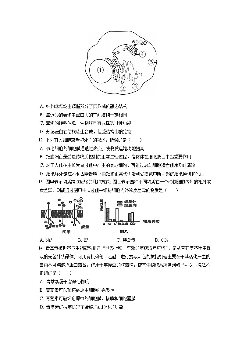 2021-2022学年福建省莆田十五中高一（上）期末生物试卷（含答案解析）第3页
